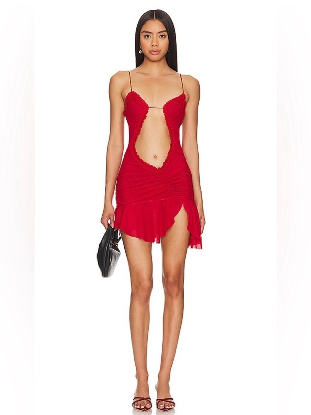 Jaded London Red Fatale Cutout Mini Dress